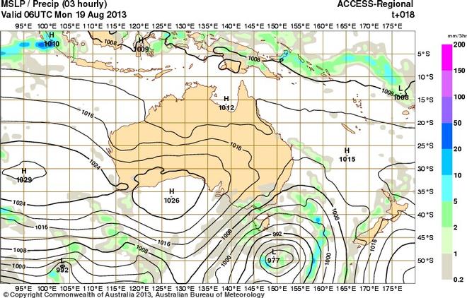 Forecast chart for 4pm 19th August - Audi Hamilton Island Race Week 2013 © SW